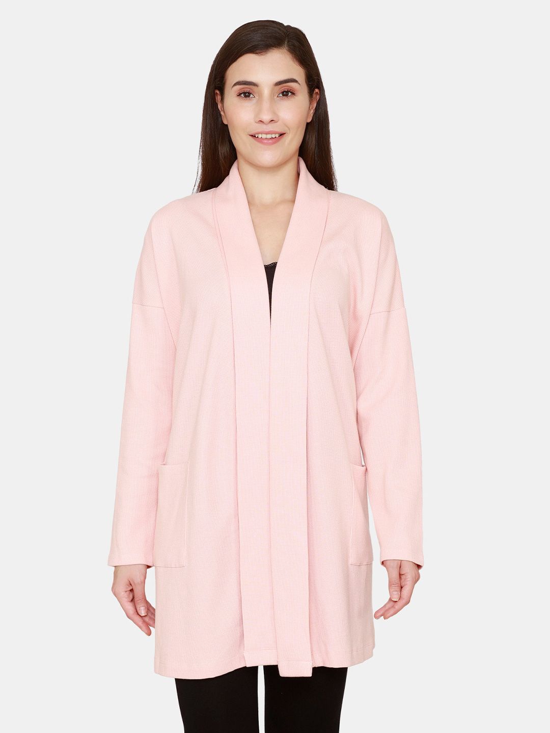 Zivame Women Pink Longline Shrug Price in India