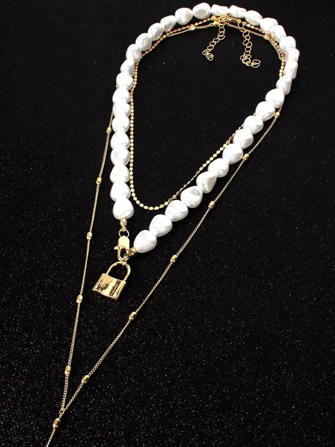 OOMPH Gold-Toned & White Pearl Layered Necklace Price in India
