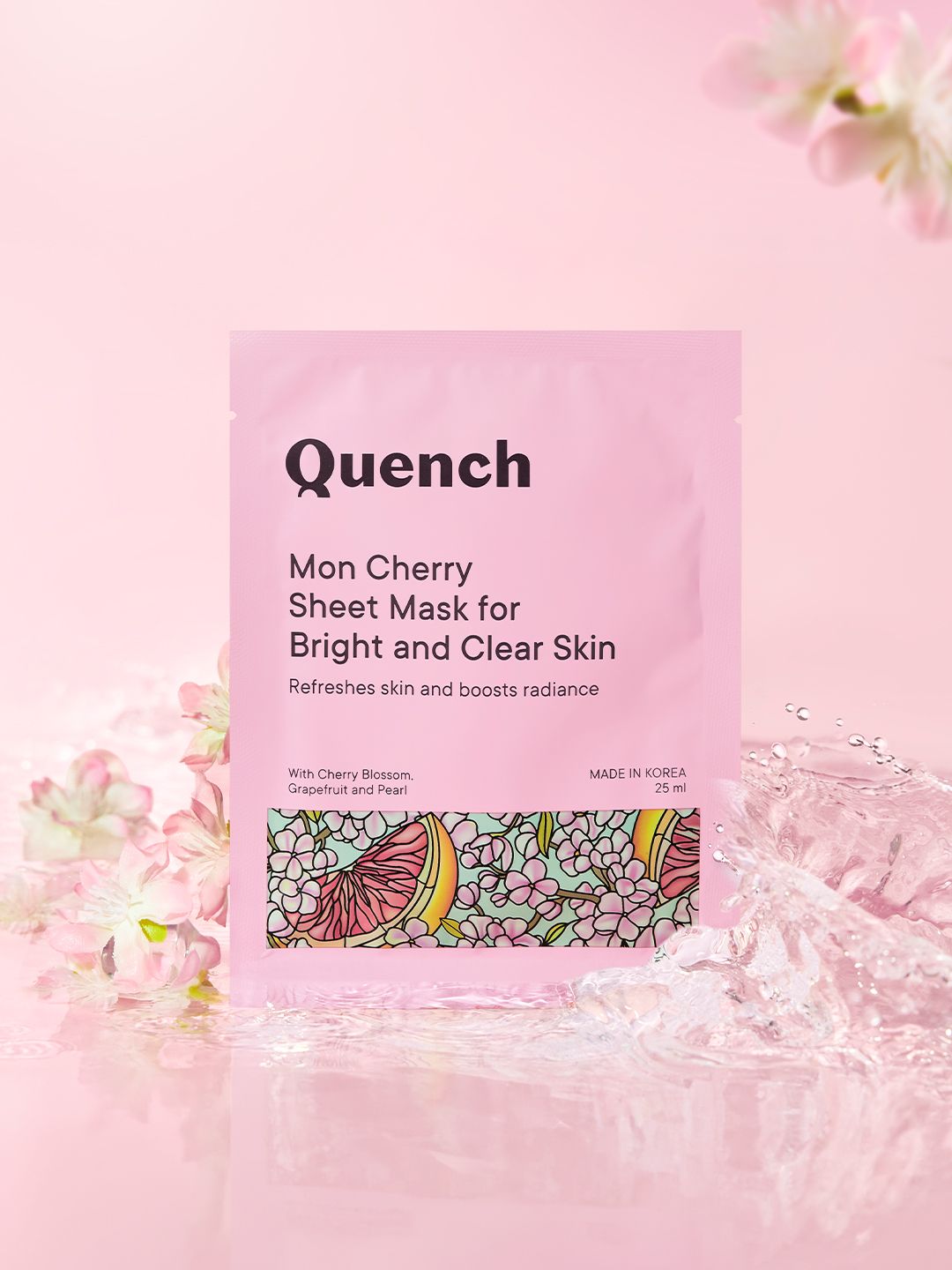 Quench Mon Cherry Sheet Mask for Bright & Clear Skin With Pearl Extracts - 25 ml