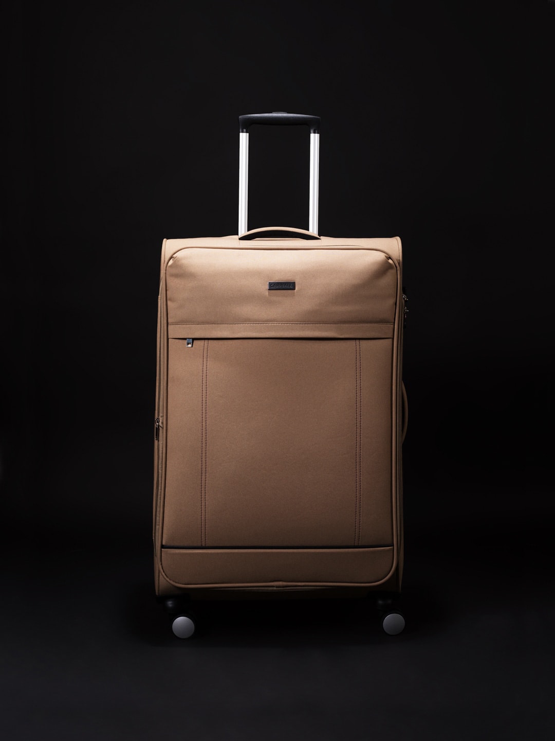 CARRIALL Beige Solid Soft-Sided Medium Trolley Suitcase Price in India