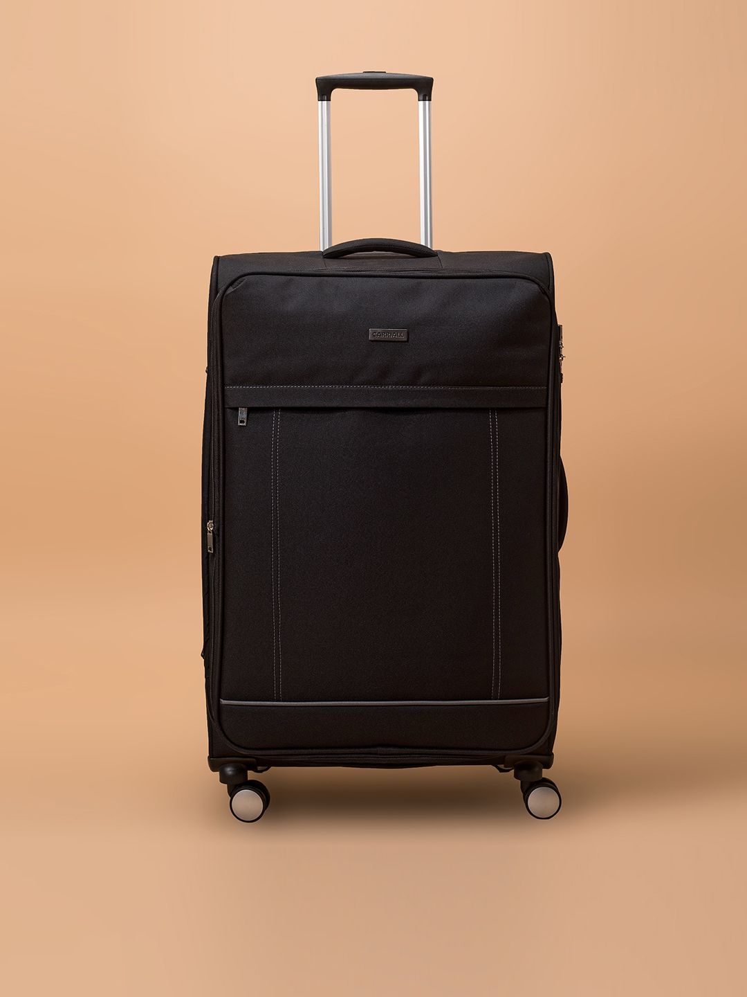 CARRIALL Black Solid Soft-Sided Large Trolley Suitcase Price in India