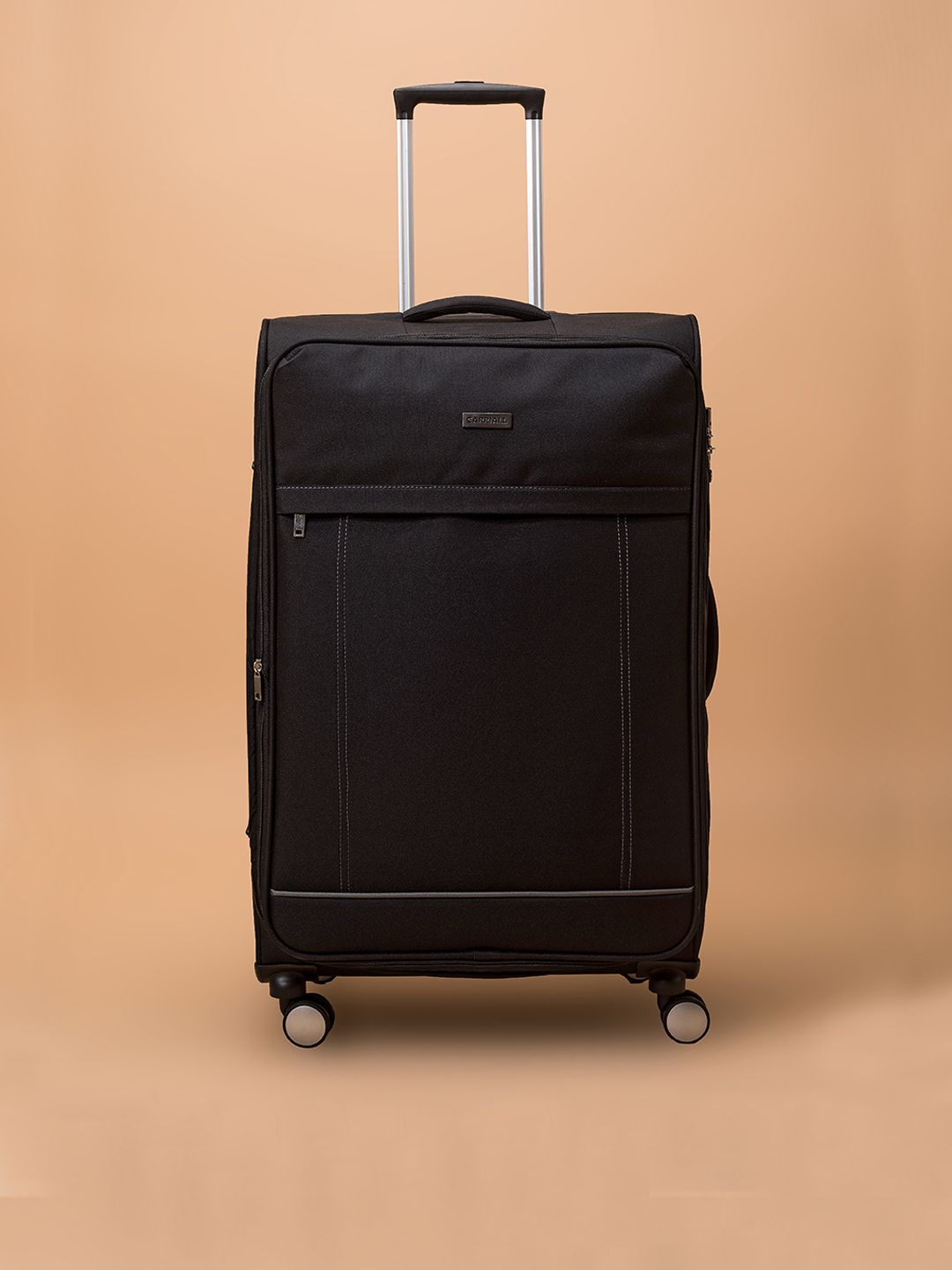 CARRIALL Black Solid Soft-Sided Medium Trolley Suitcase Price in India