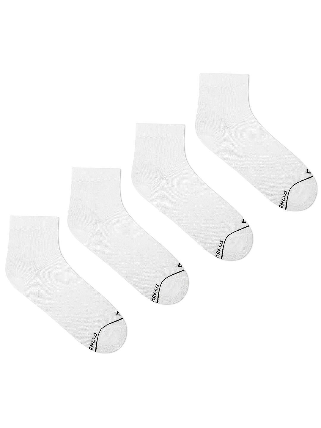 Dynamocks Men Pack Of 4 White Solid Ankle Length Socks