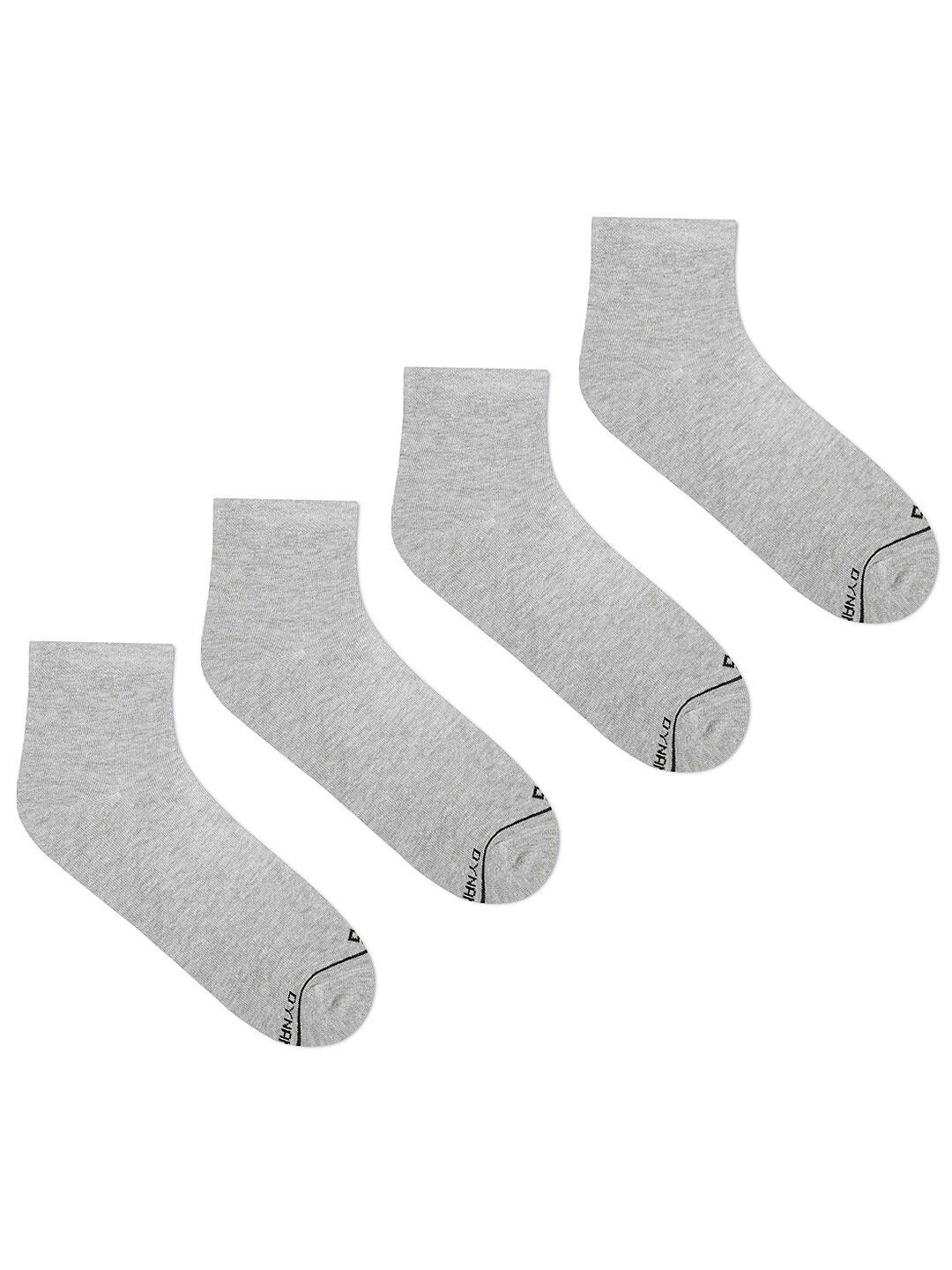 Dynamocks Men Grey Ankle Length Socks Pack of 4 Pairs