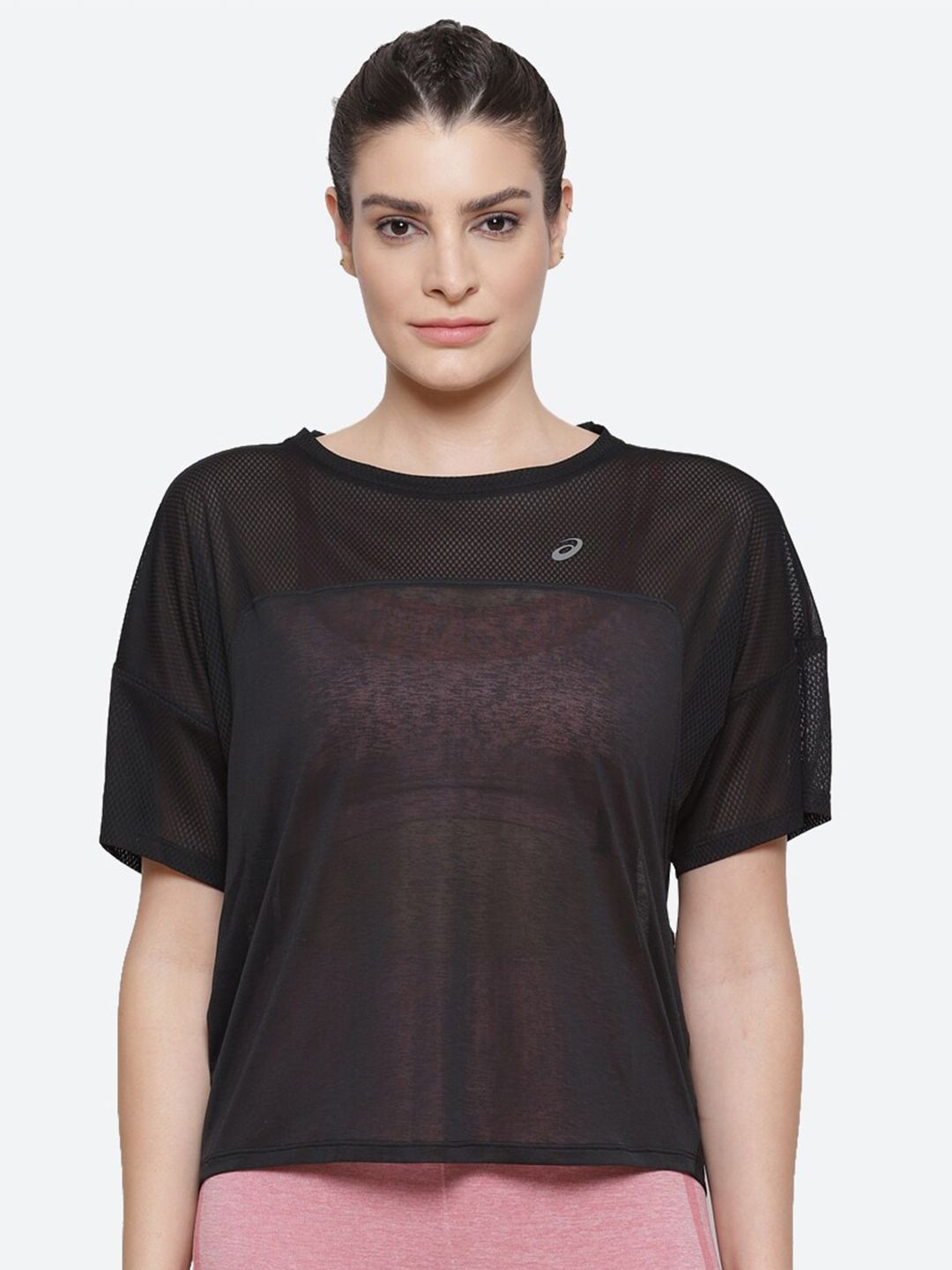 ASICS Women Black Sports Style T-shirt Price in India