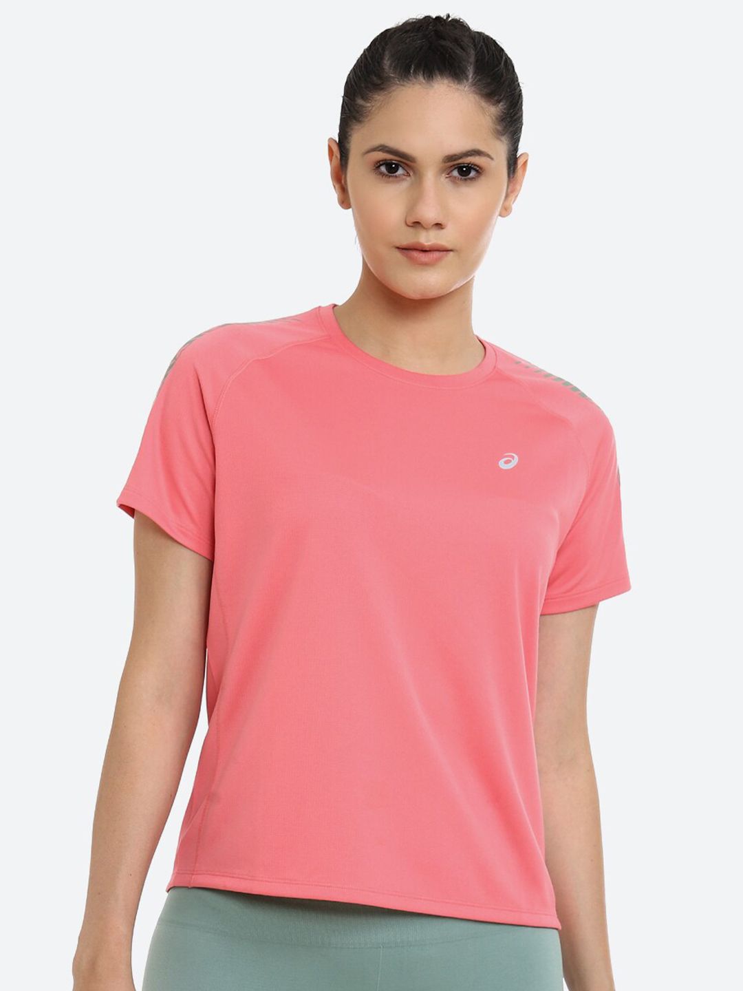 ASICS Women Peach-Coloured Icon SS Running T-shirt Price in India