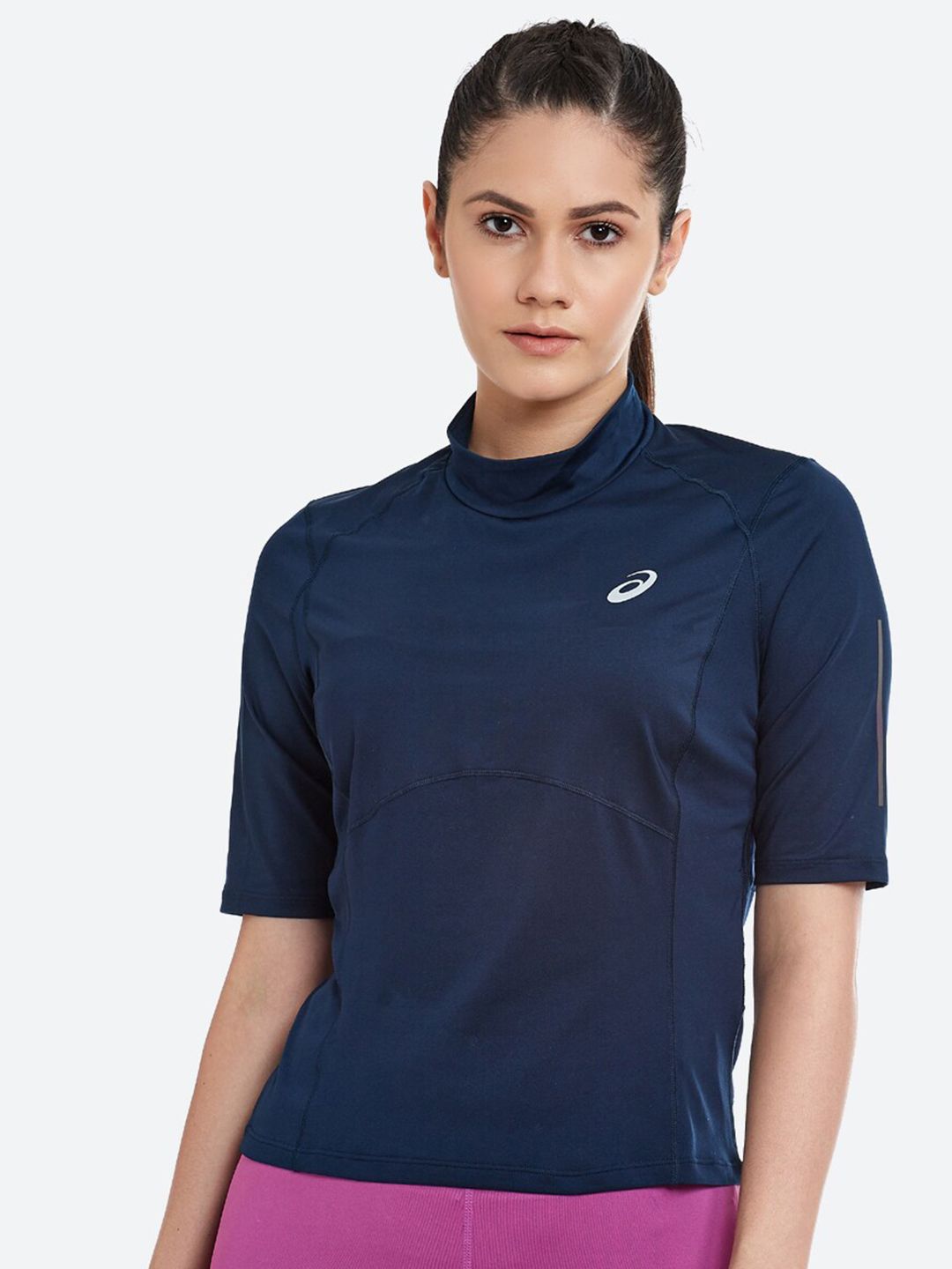 ASICS Women Blue Pockets Running T-shirt Visibility SS Price in India
