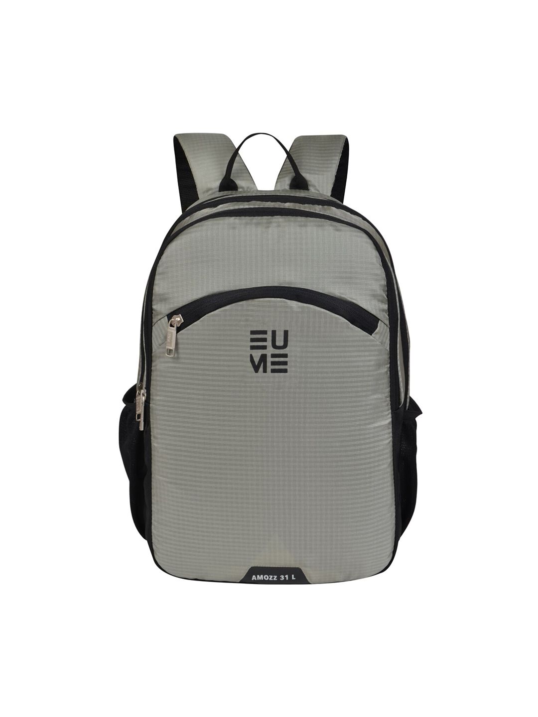 EUME Unisex Grey & Black Colourblocked Backpack Price in India