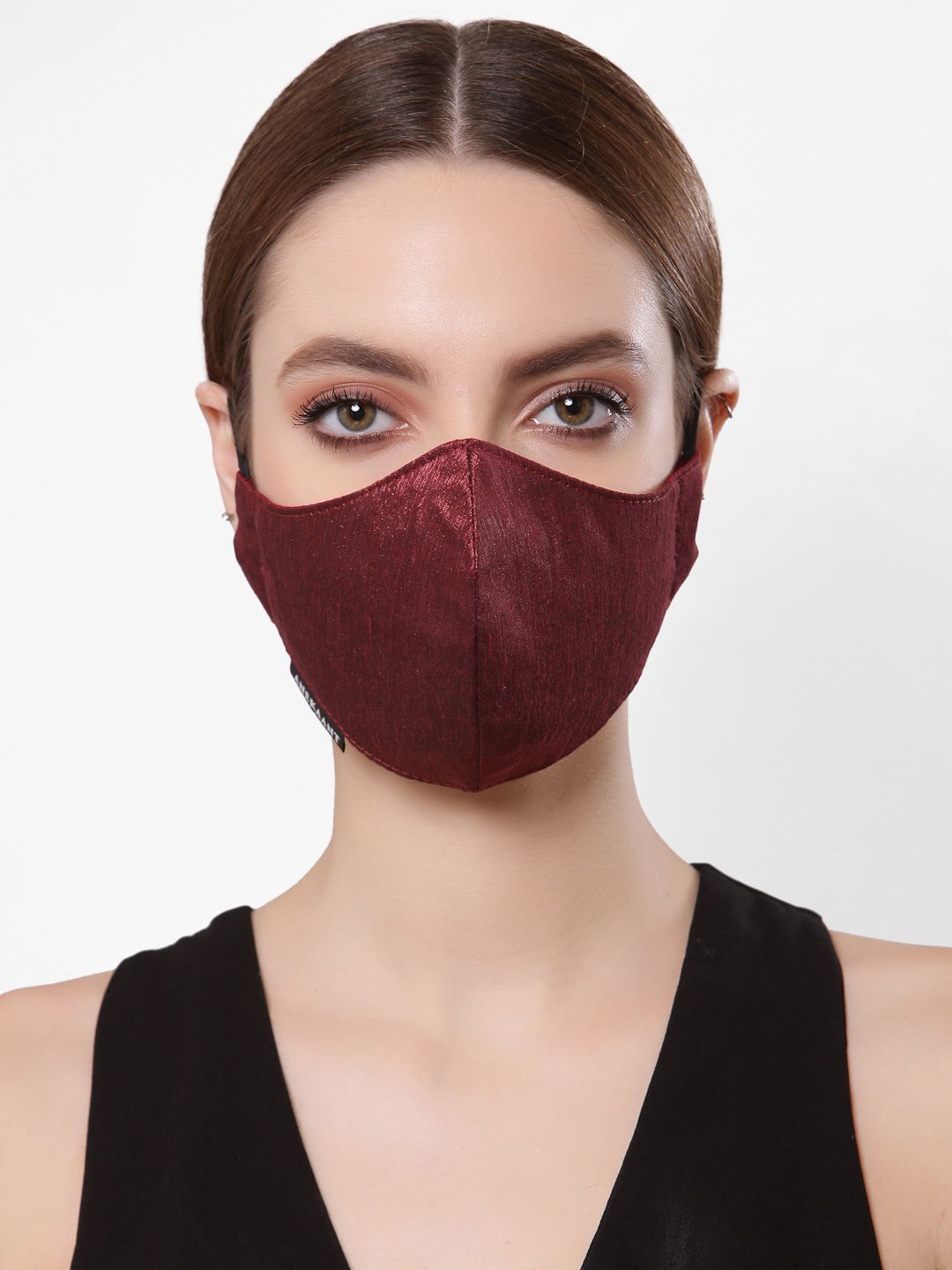 Anekaant Women Maroon Solid 3-Ply Reusable Cloth Mask Price in India