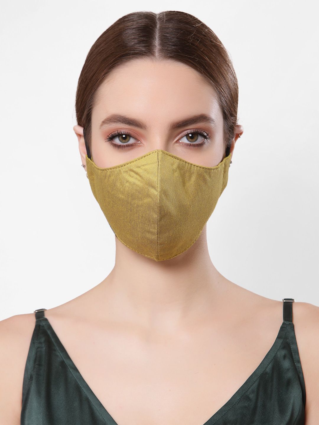 Anekaant Women Green Solid 3-Ply Reusable Cloth Mask Price in India