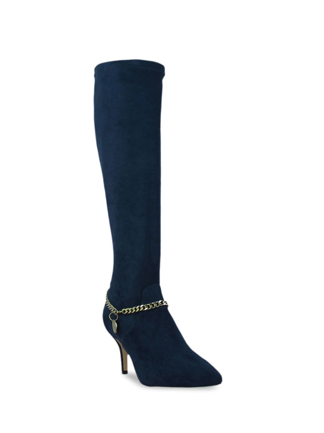 Saint G Navy Blue Leather Heeled Boots Price in India