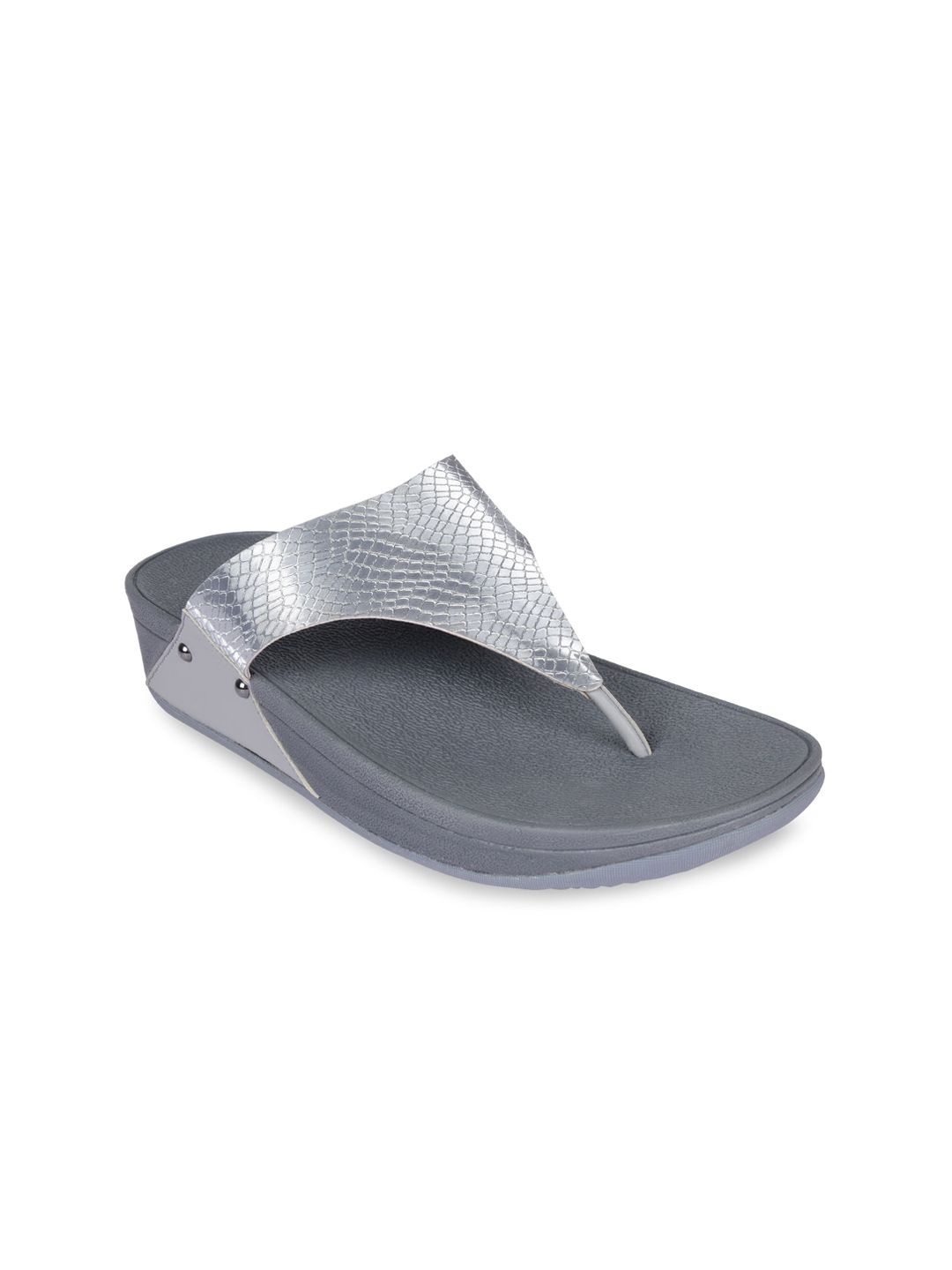 Rocia Grey Textured Wedge Sandals Price in India