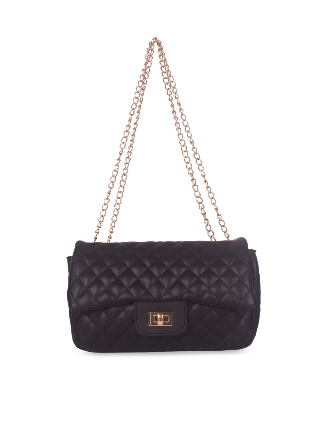 Bagkok Black PU Structured Shoulder Bag with Quilted Price in India