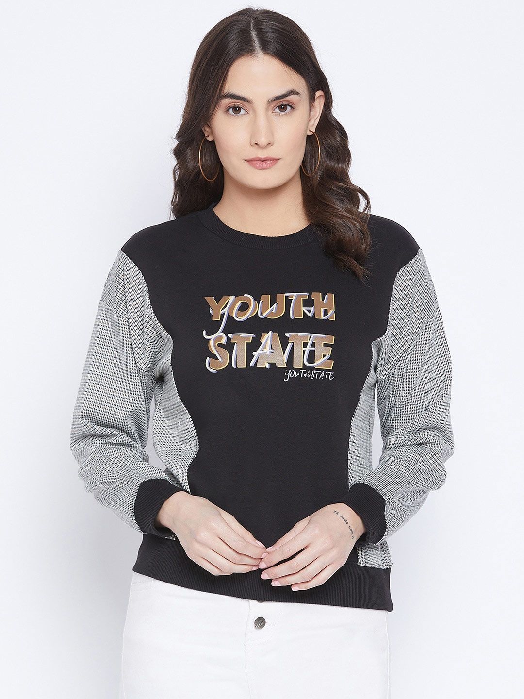 Madame Women Black Sweatshirt Price in India