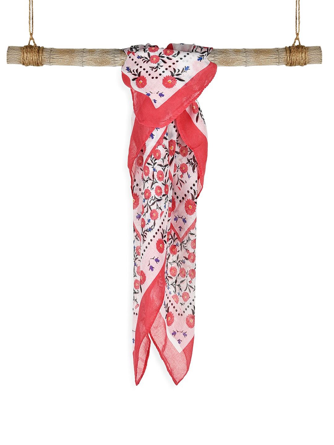 ToniQ Women Off White & Red Printed Scarf Price in India