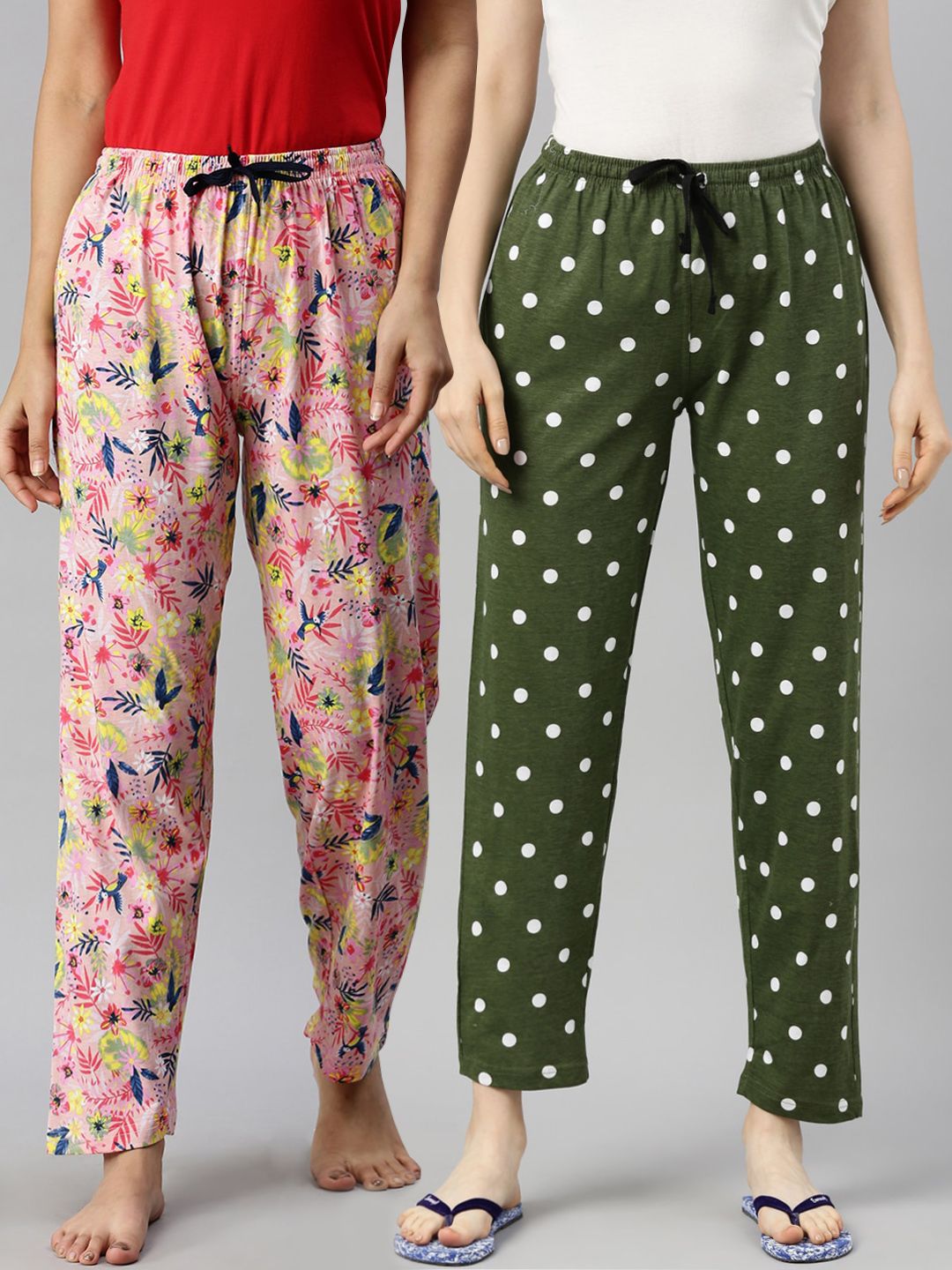 Kryptic Women Pack Of 2 Printed Pure Cotton Lounge Pants Price in India