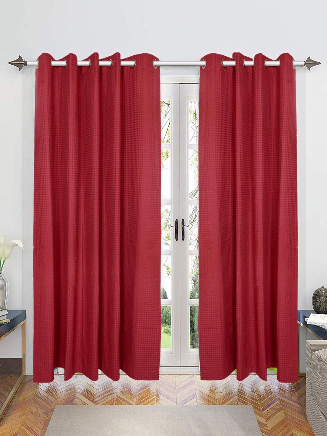 Saral Home Maroon Set of 2 Long Door Curtain Price in India