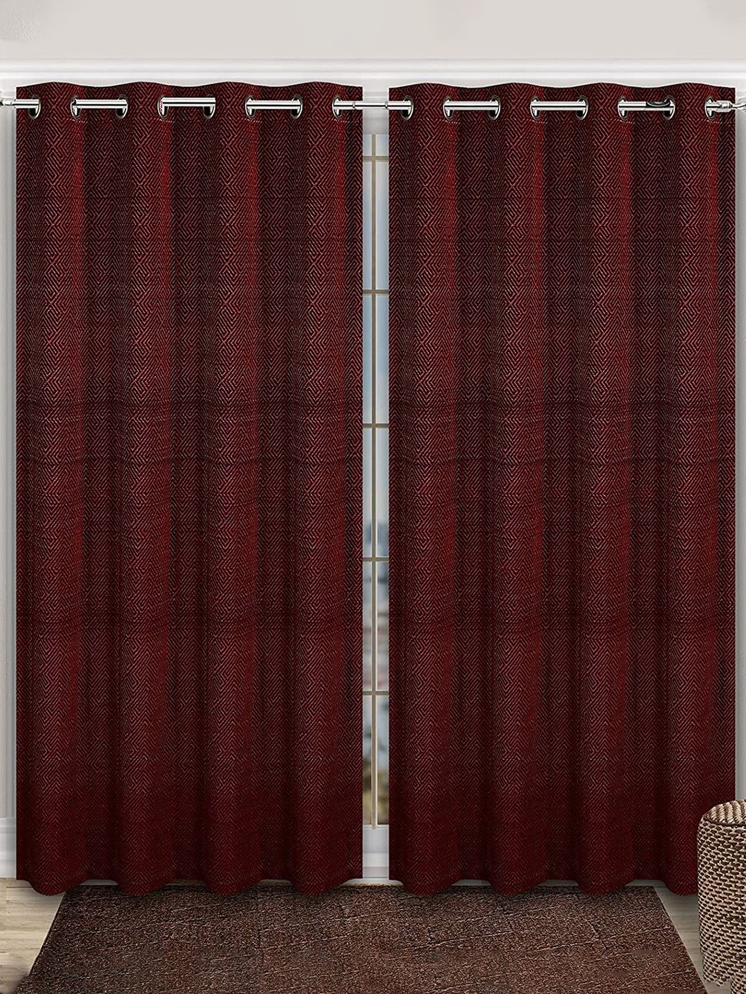 Saral Home Maroon Set of 2 Black Out Long Door Curtain Price in India