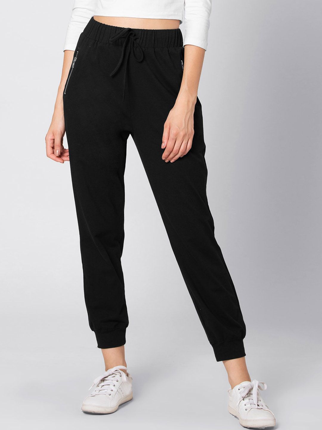 FabAlley Women Black Joggers Trousers Price in India