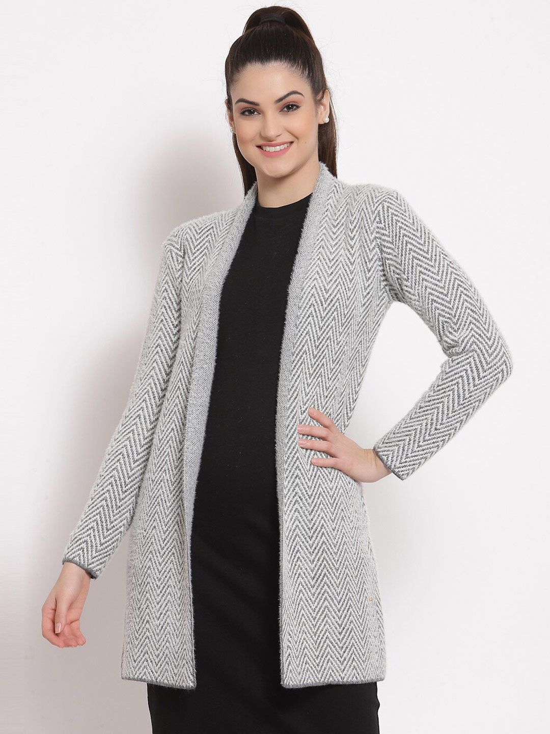 Juelle Women Grey Longline Shrug Price in India