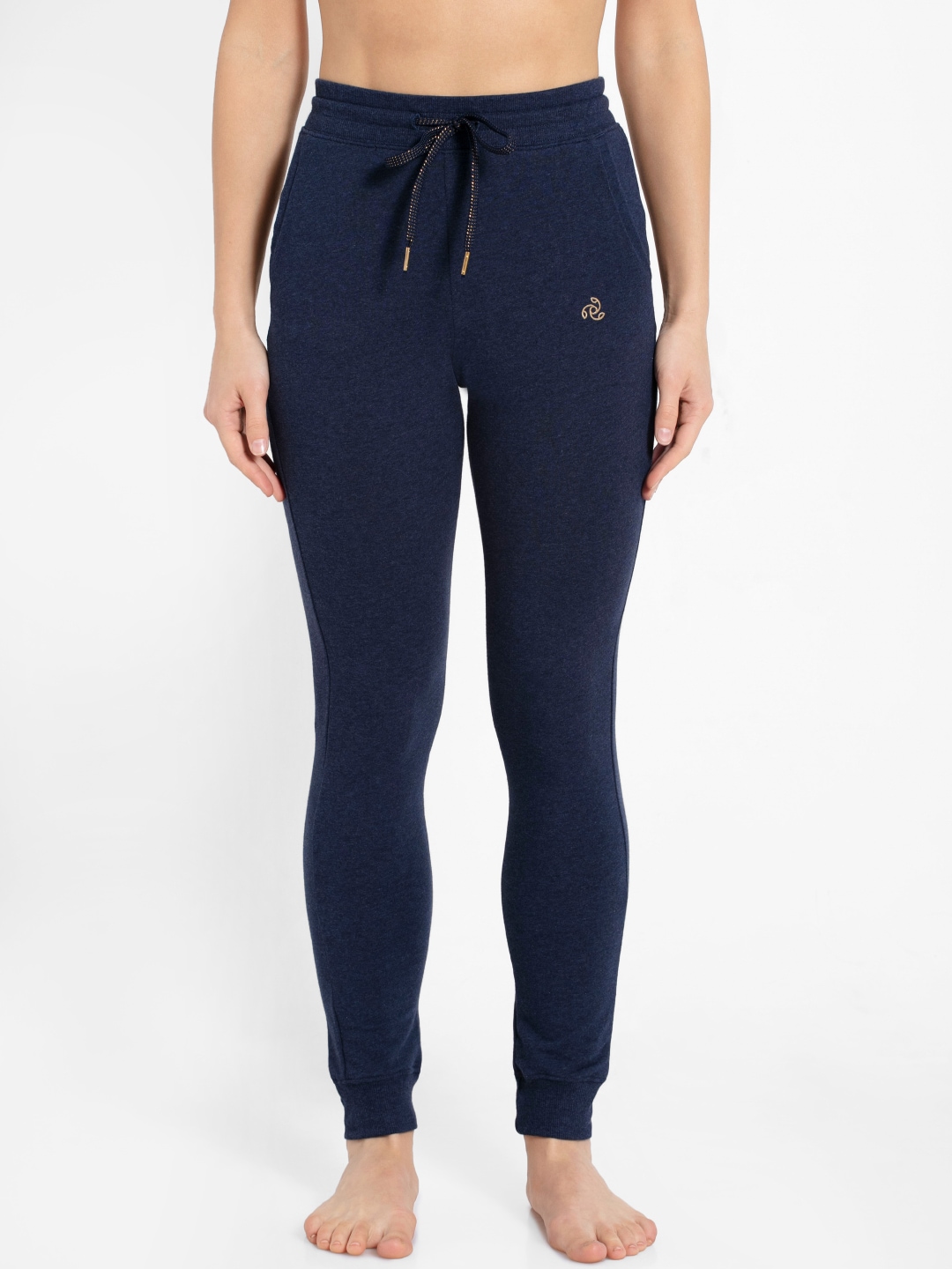 Jockey Women Navy Blue Solid Slim Fit Joggers Price in India