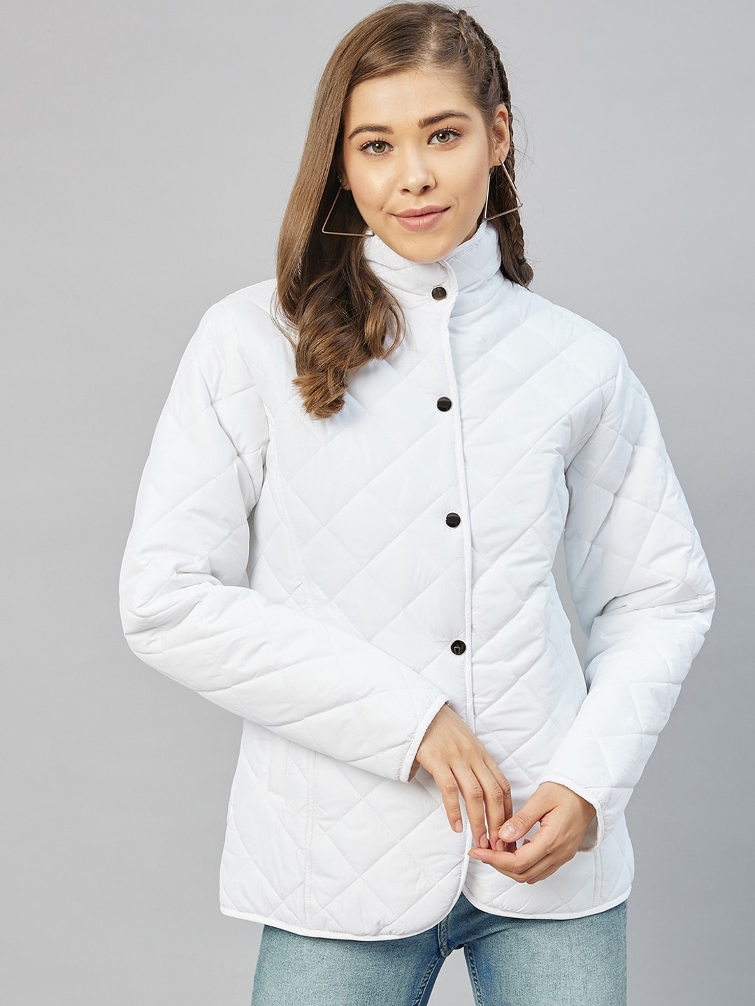 Marie Claire Women White Lightweight Quilted Jacket Price in India