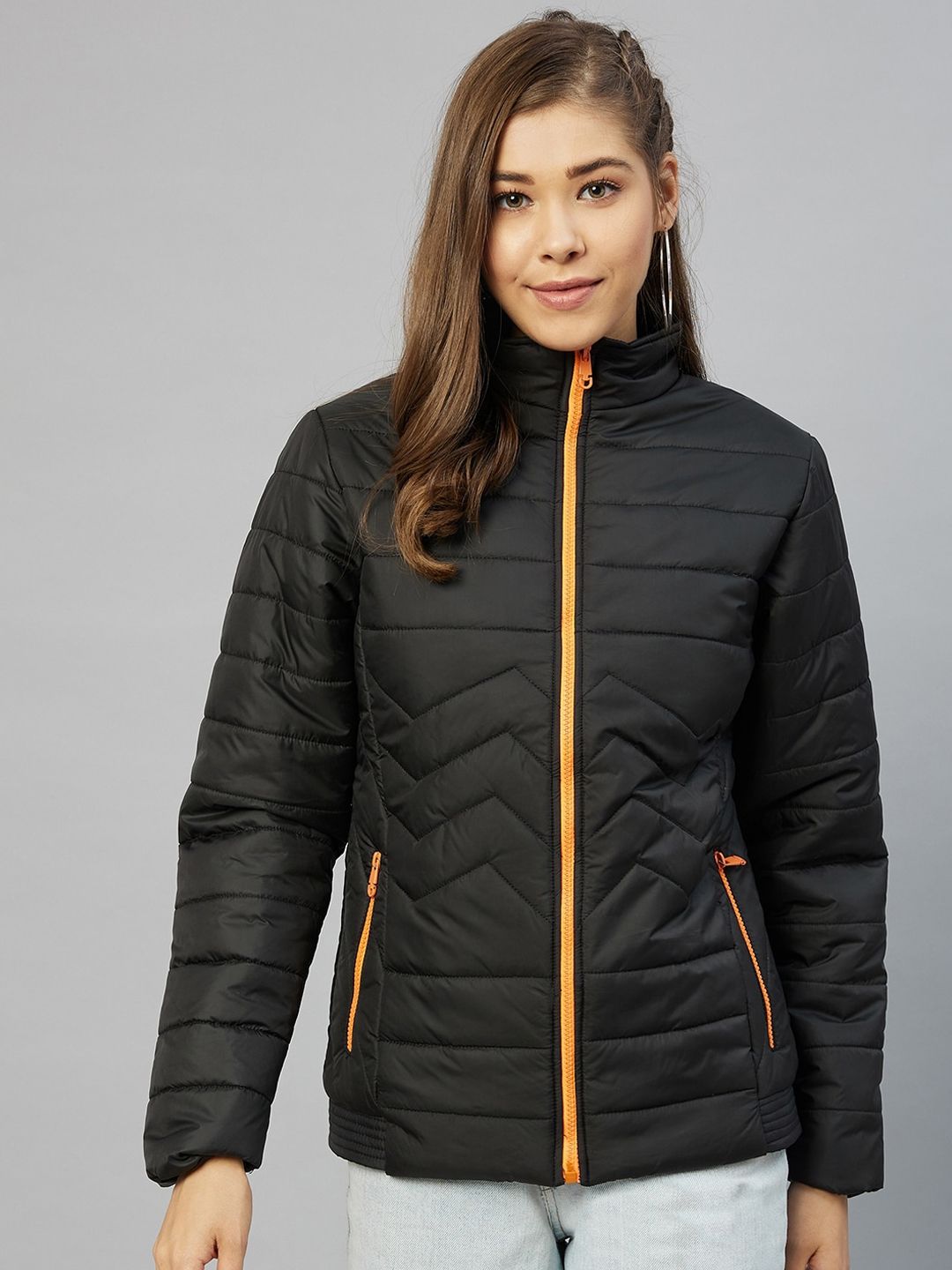 RARE Women Black Solid Lightweight Puffer Jacket Price in India