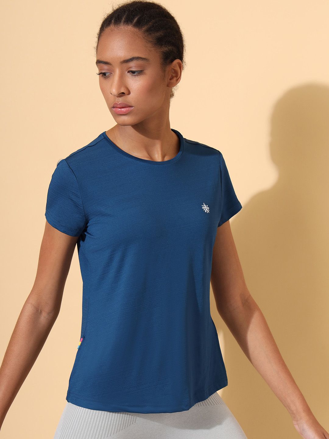 Cultsport Women Teal Blue Vitals Solid Running T-shirt Price in India