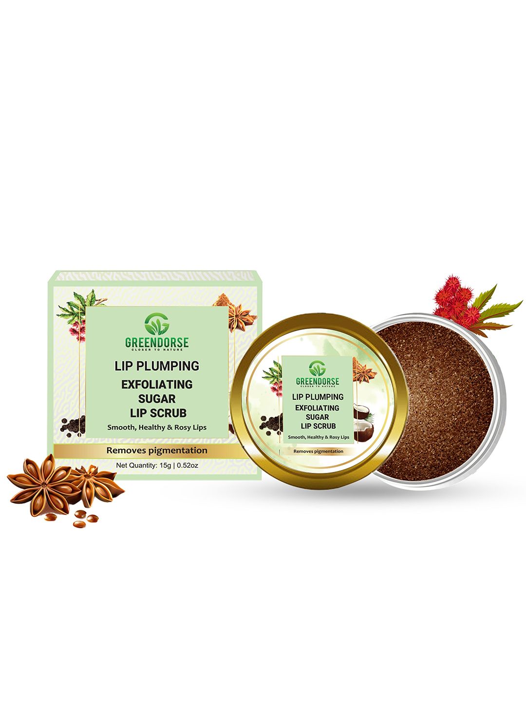 GREENDORSE Brown Plumping & Exfoliating Sugar Lip Scrub Price in India