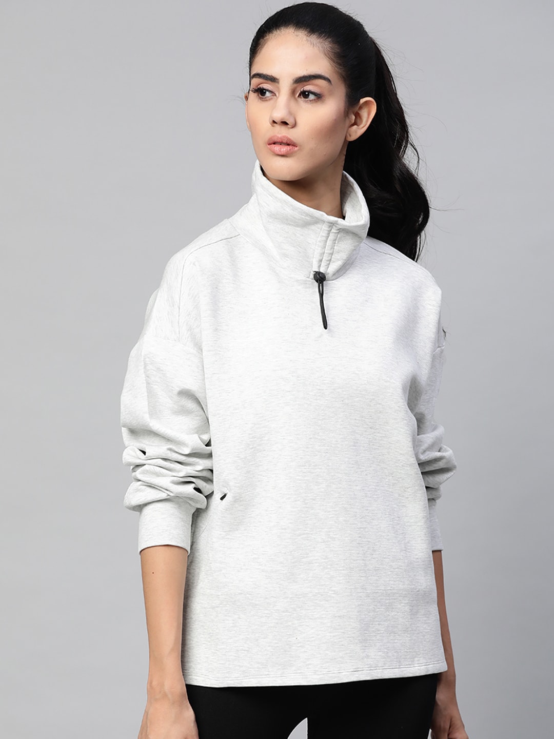 Marks & Spencer Women Grey Melange Solid Sweatshirt Price in India