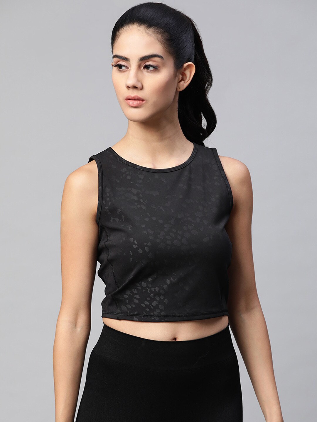 Marks & Spencer Women Black Printed T-shirt Price in India