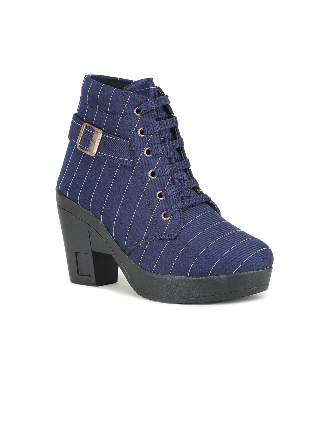 SAPATOS Women Navy Blue Printed Boots Price in India