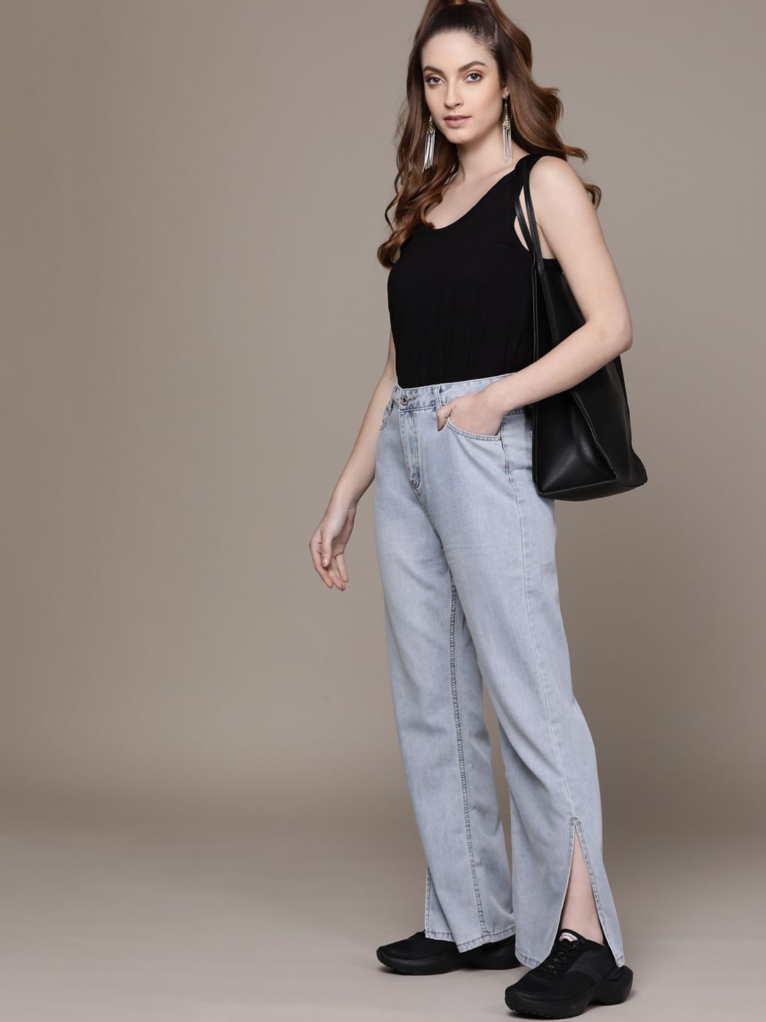 URBANIC Women Wide Leg Blue Jeans Price in India