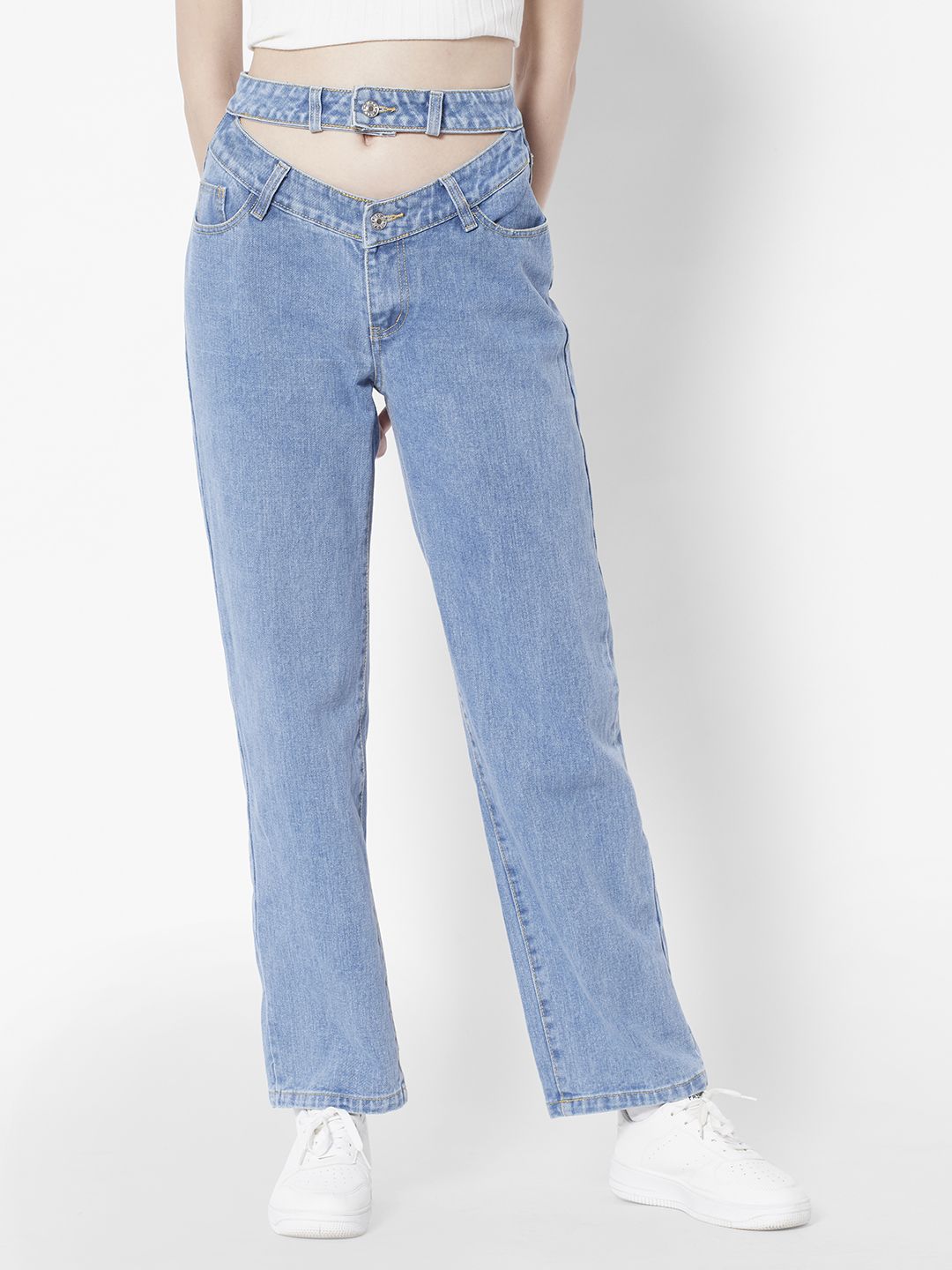 URBANIC Women Blue Straight Fit Stylized Stretchable Jeans Price in India