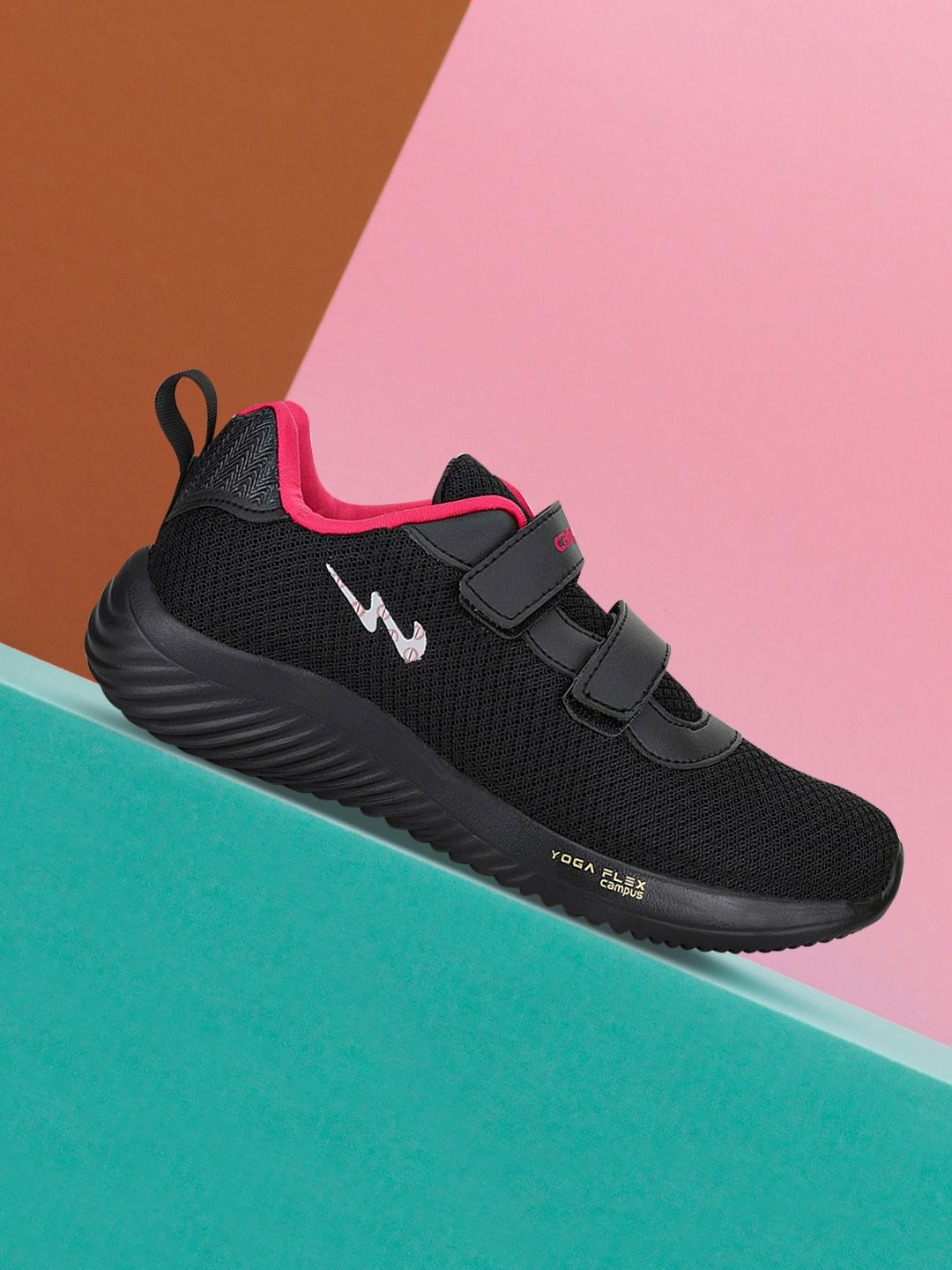 Campus Women Black Mesh Running Shoes Price in India