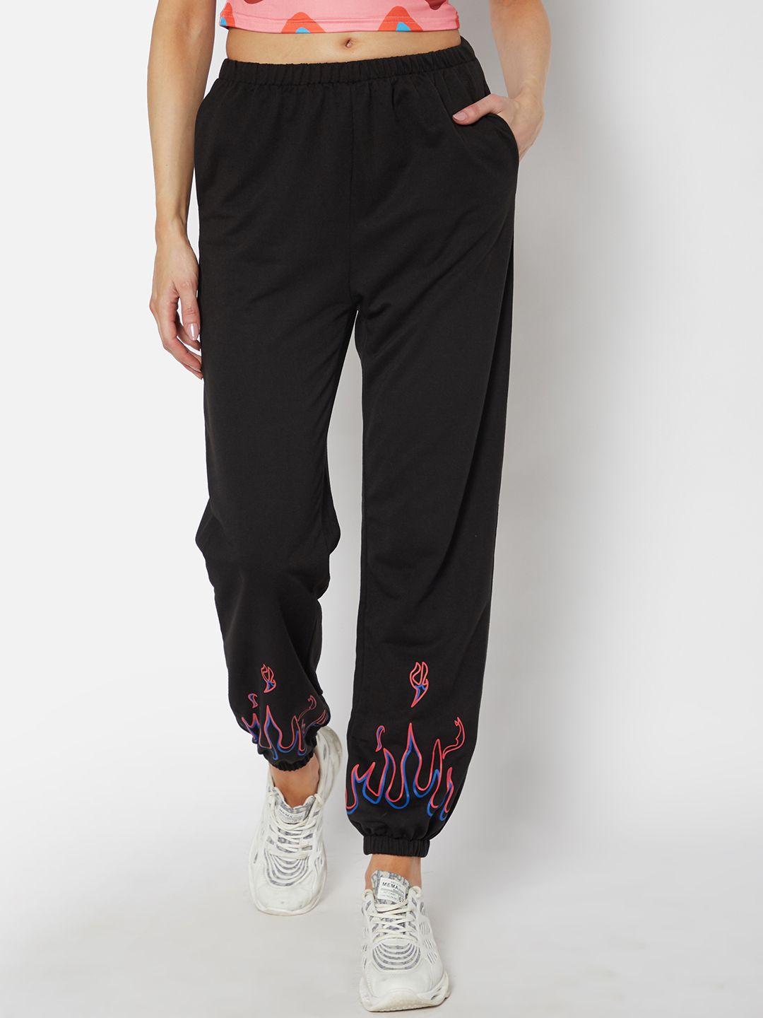 URBANIC Women Black Printed Joggers Price in India