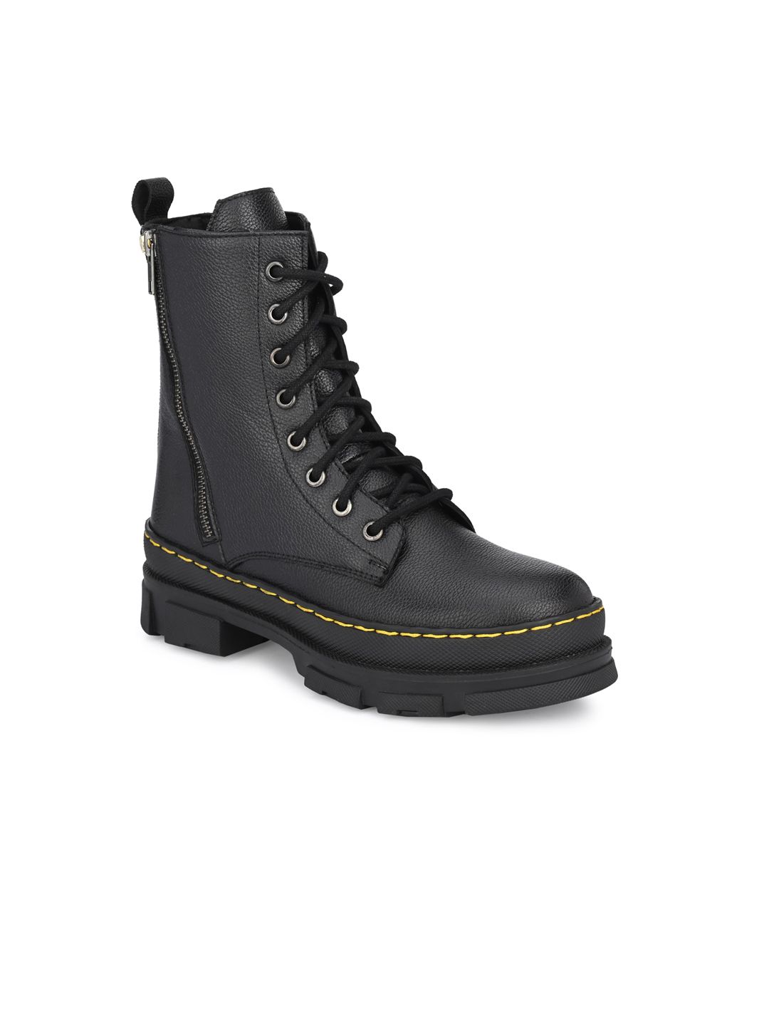 Delize Black High-Top Block Heeled Boots Price in India