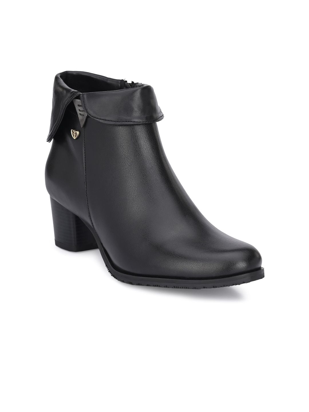 Delize Black Mid-Top Block Heeled Boots Price in India