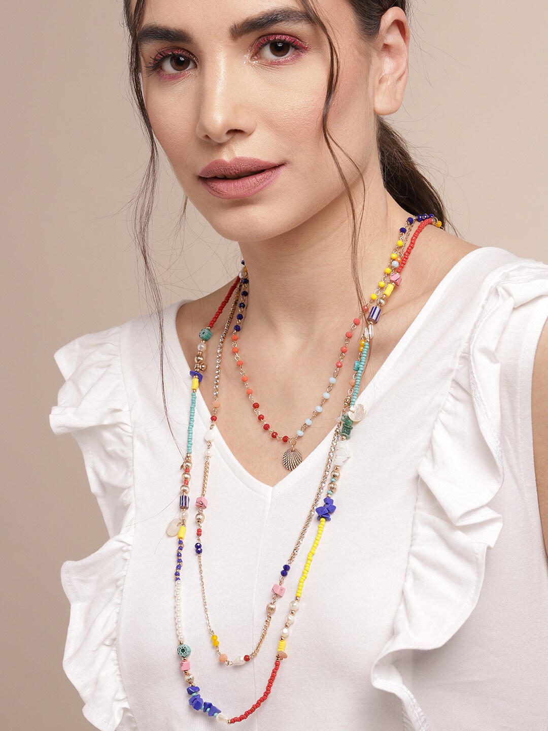 Sangria Multicoloured Beaded Layered Necklace Price in India
