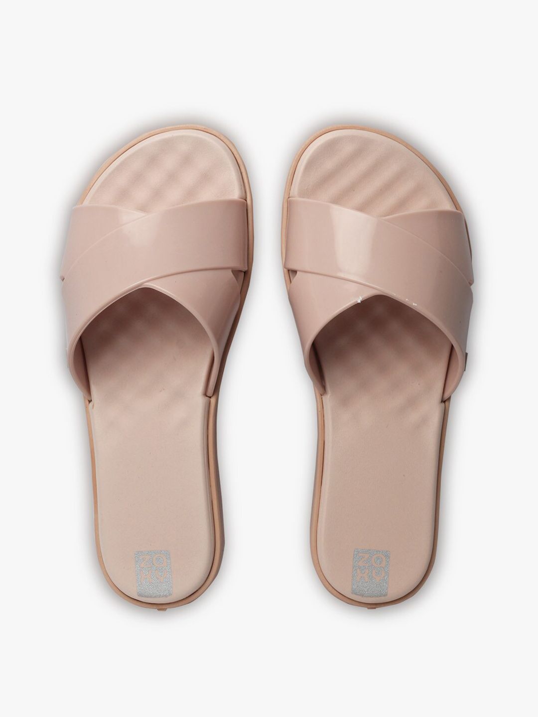 Zaxy Women Nude-Coloured Sliders Price in India