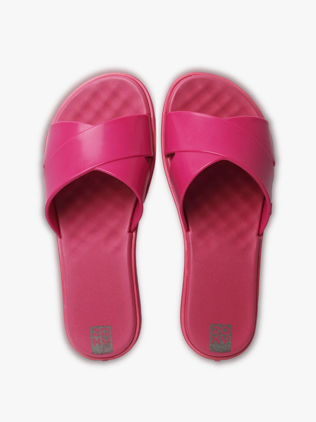 Zaxy Women Pink Solid Sliders Price in India