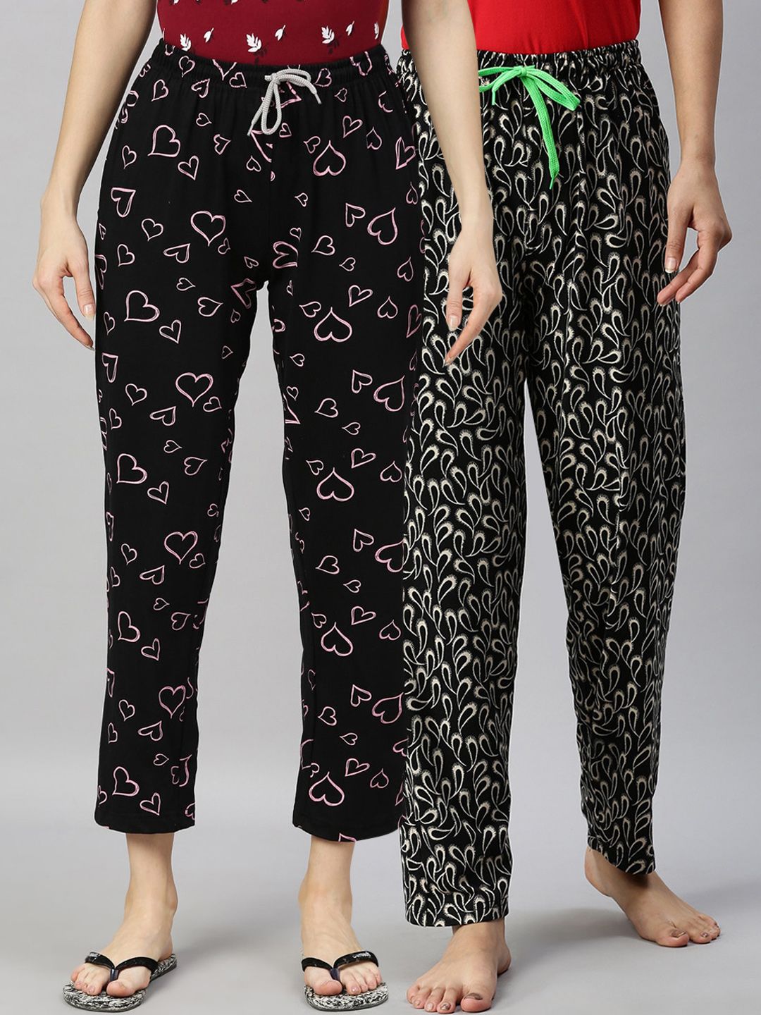 Kryptic Women Pack Of 2 Printed Pure Cotton Lounge Pants Price in India