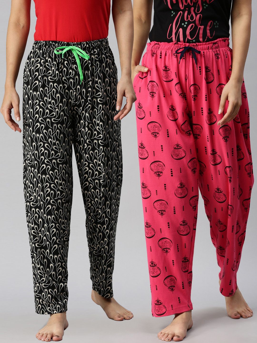 Kryptic Women Pack Of 2 Printed Pure Cotton Lounge Pants Price in India