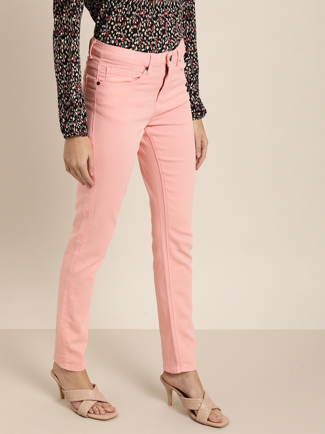 Moda Rapido Women Peach-Coloured Skinny Fit High-Rise Stretchable Jeans Price in India