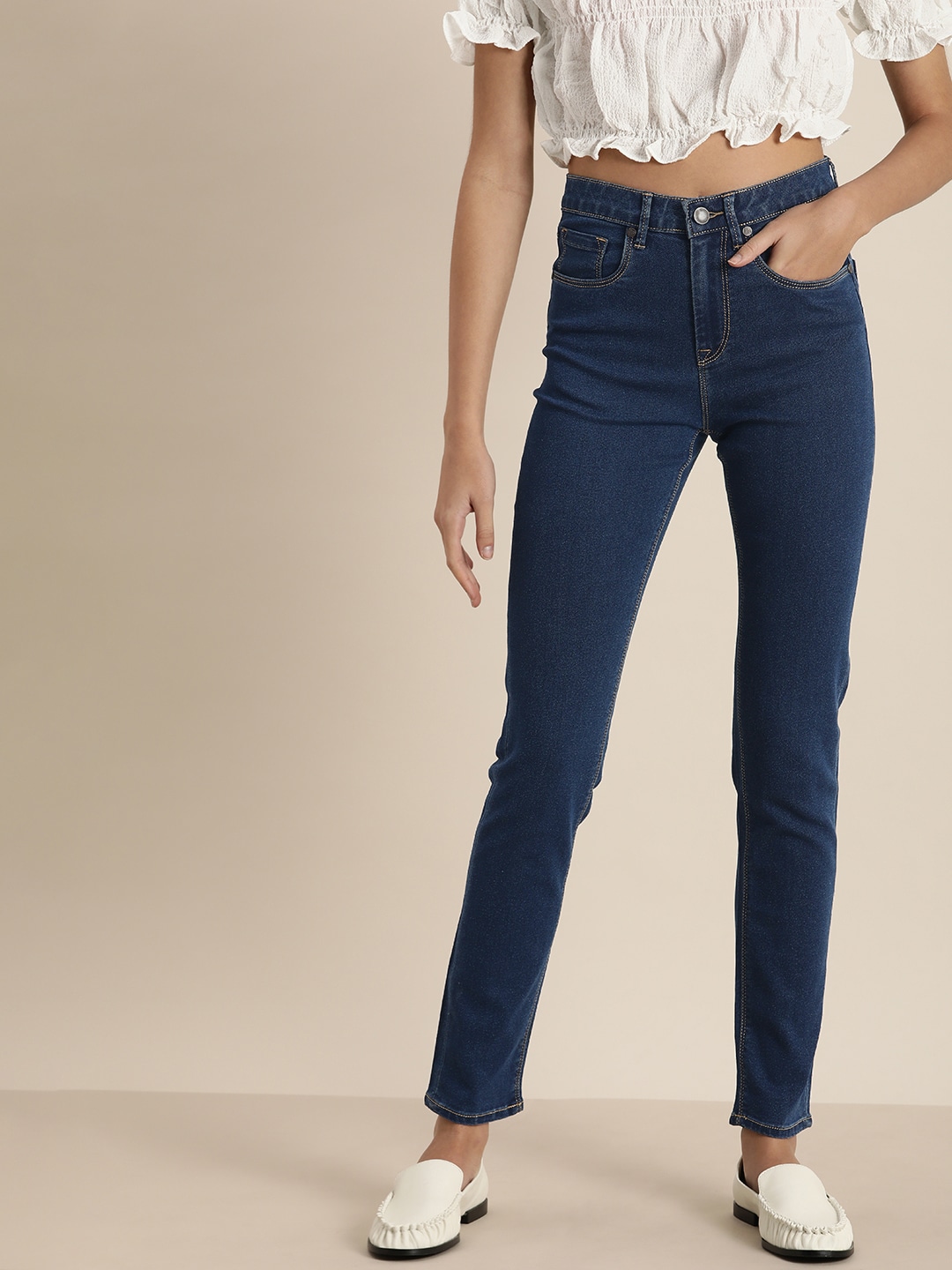 Moda Rapido Women Blue Skinny Fit High-Rise Clean Look Jeans Price in India