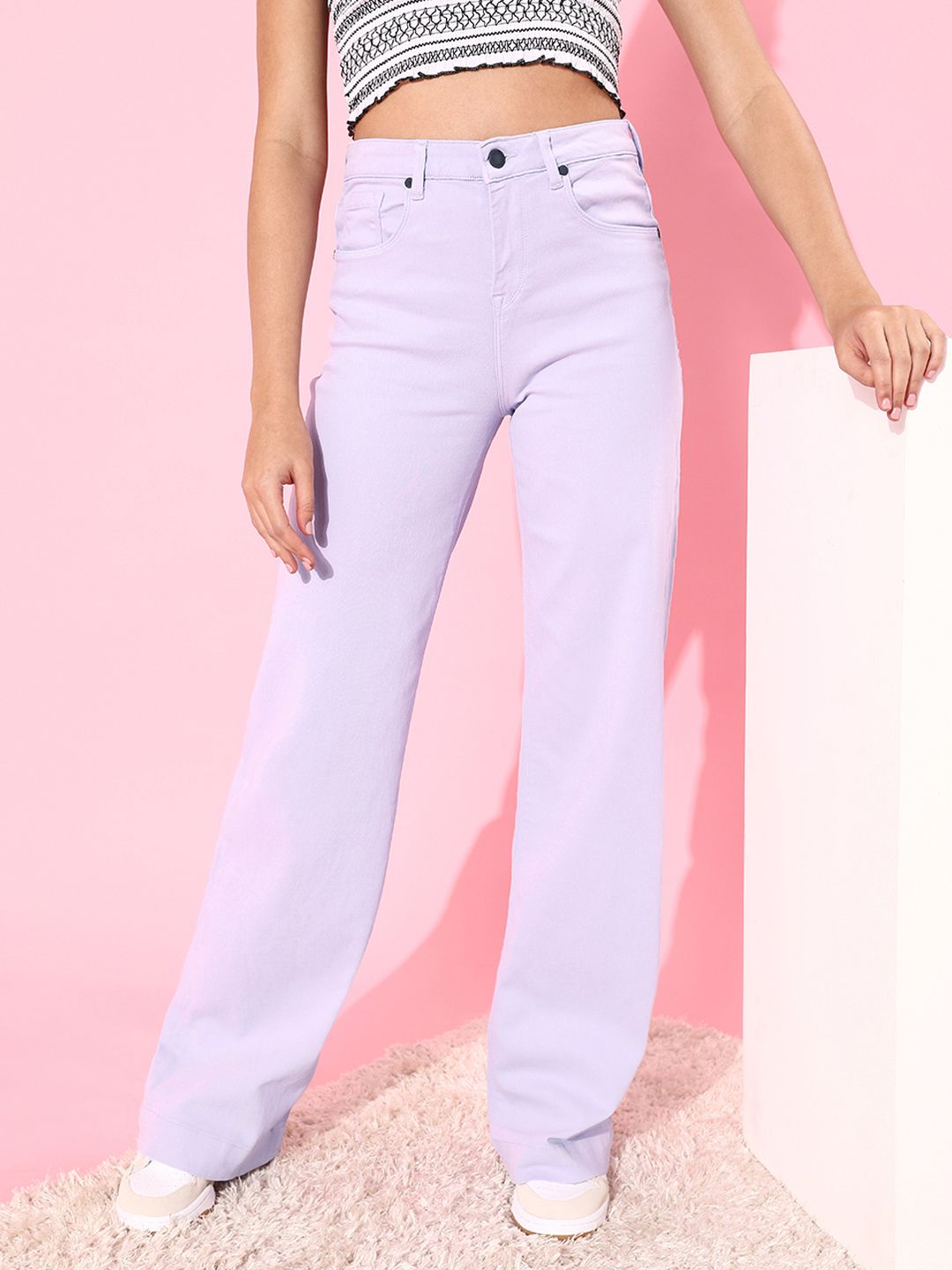 Moda Rapido Women Charming Lavender Flared Fit Stretchable Jeans Price in India