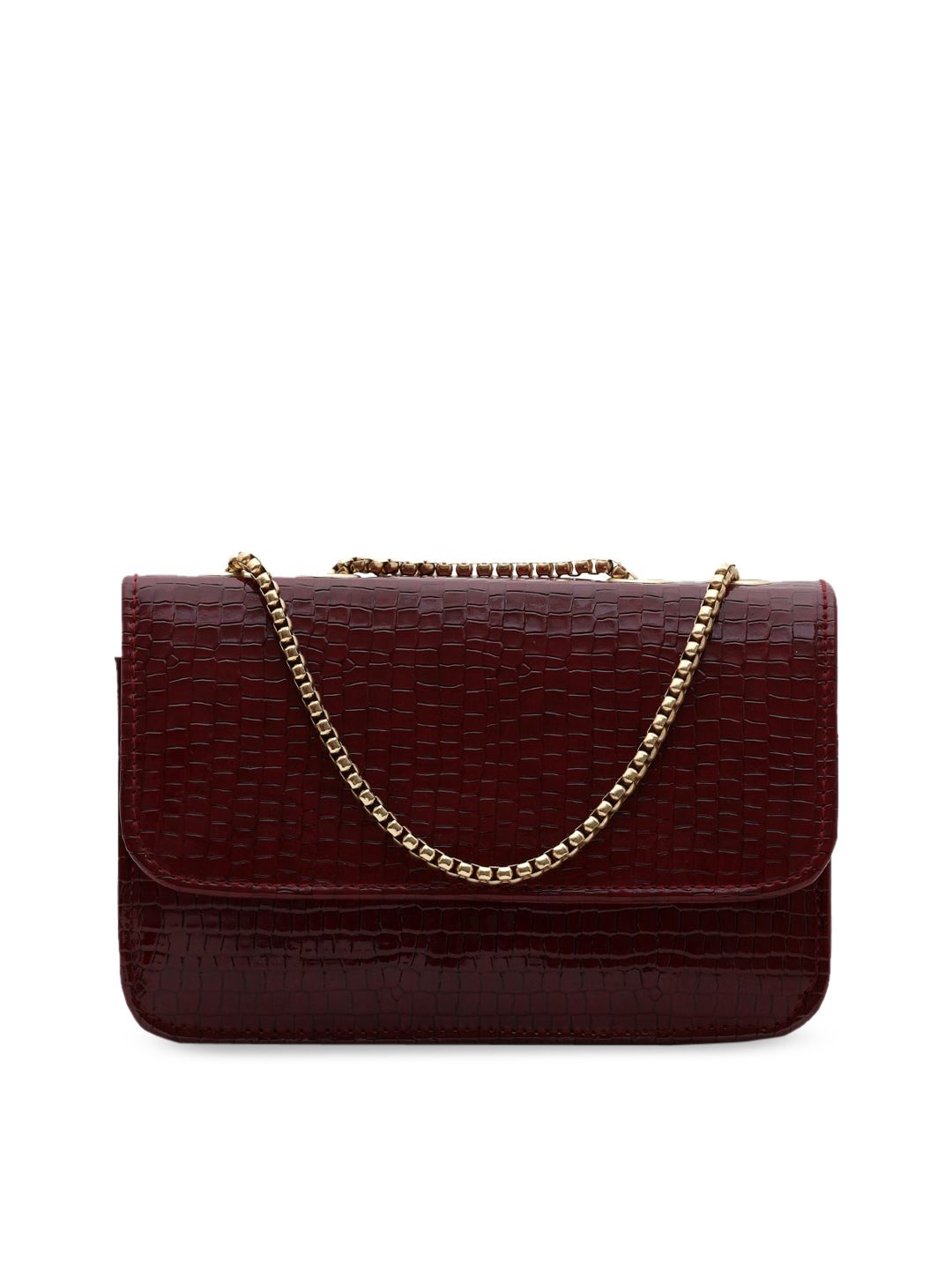 gaura pakhi Maroon Textured Swagger Sling Bag Price in India