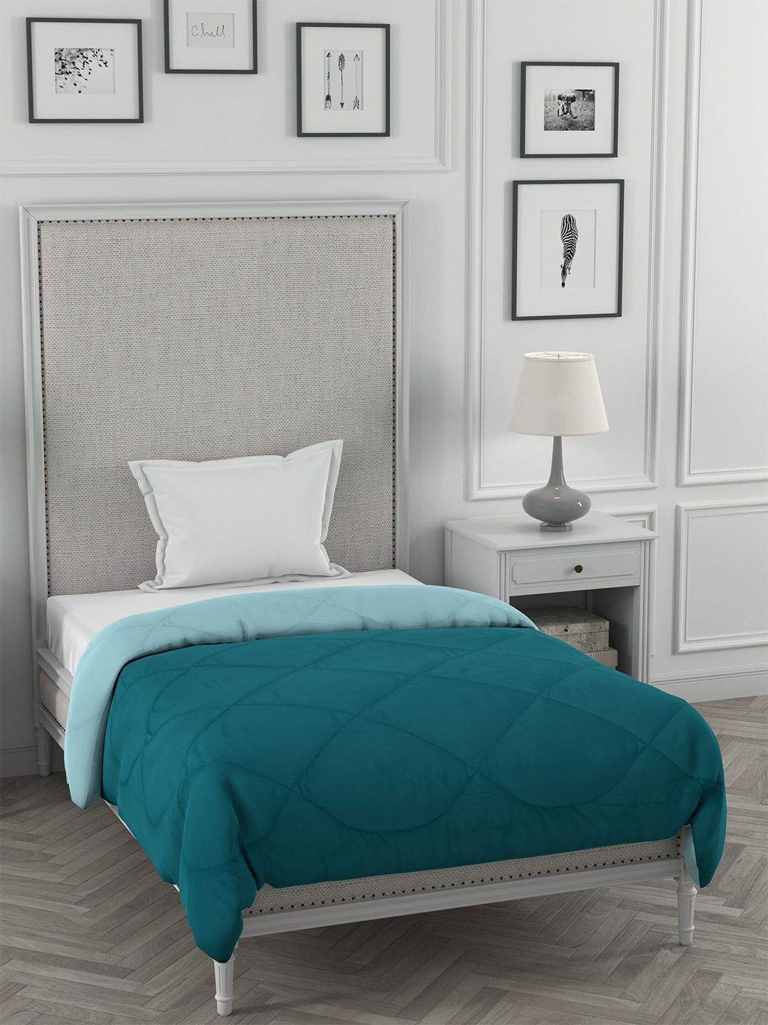 JAIPUR FABRIC Teal Set of 2 Microfiber Heavy Winter 250 GSM Single Bed Comforter Price in India