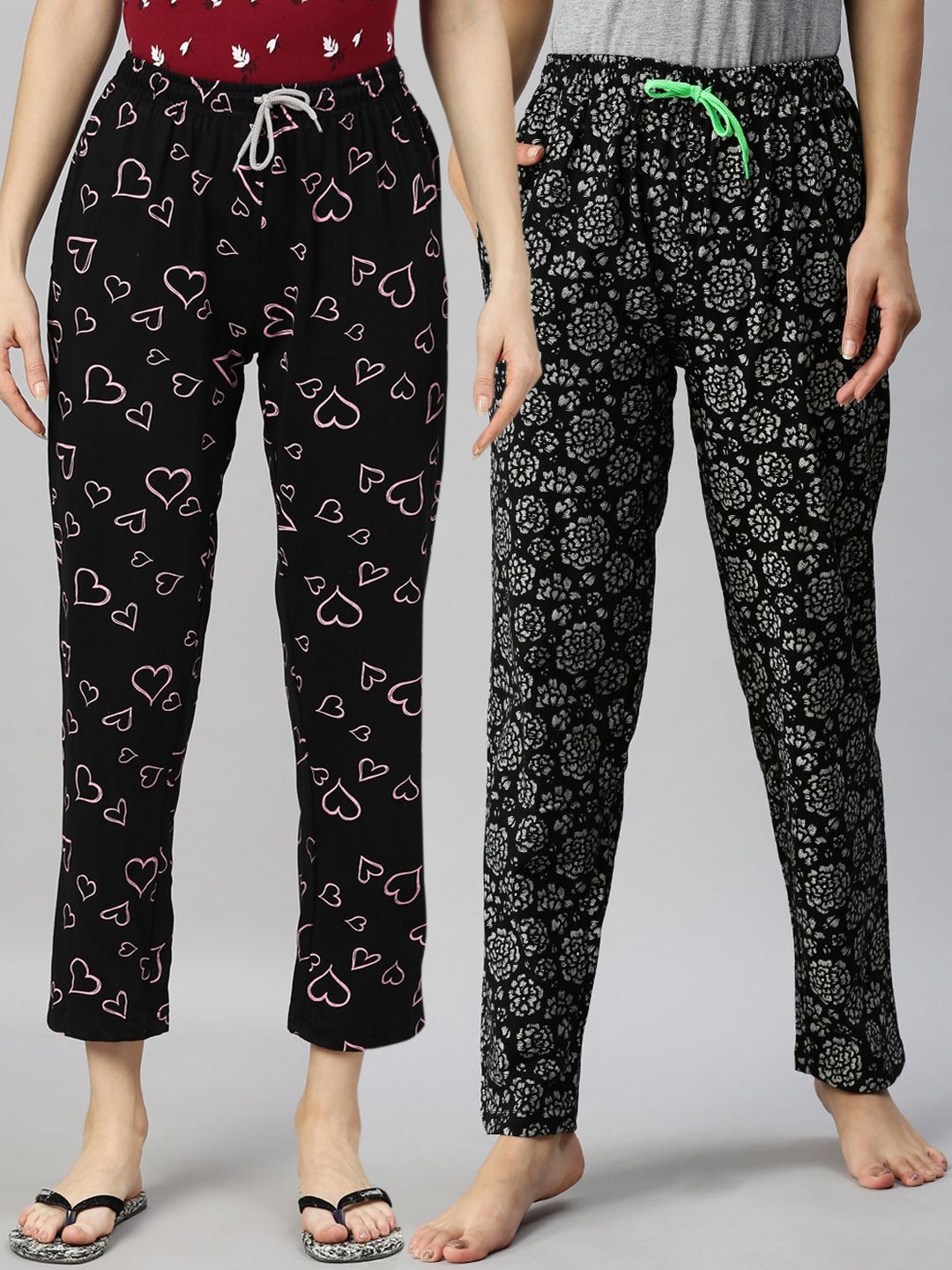 Kryptic Women Pack Of 2 Printed Cotton Lounge Pants Price in India