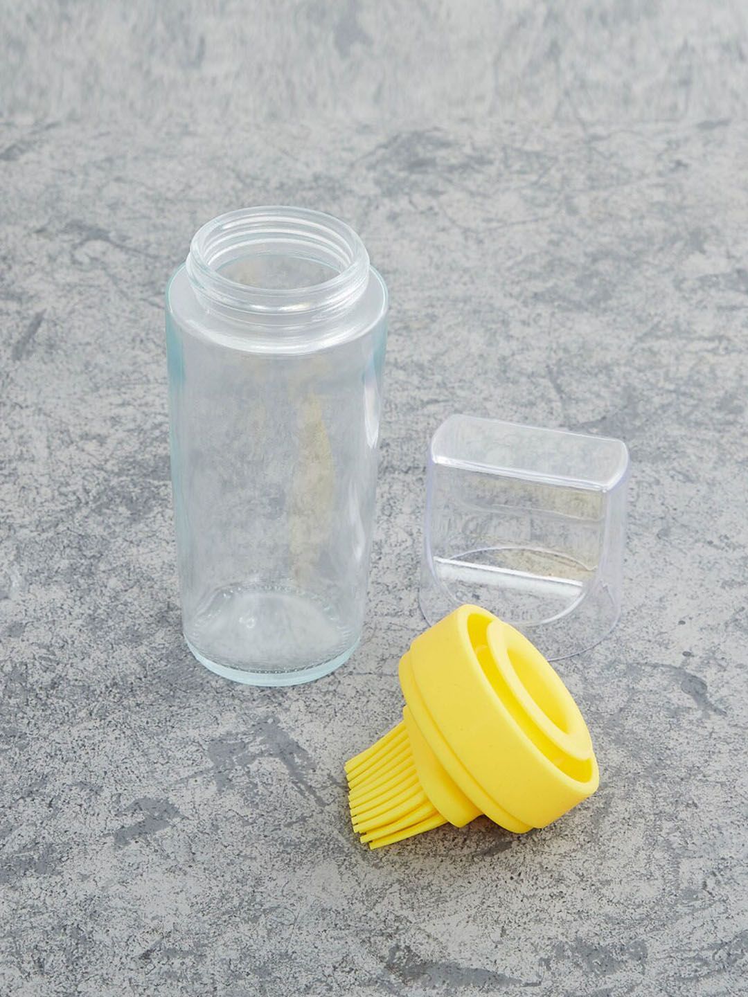 Home Centre Transparent & Yellow Glass Oil Bottle With Brush Price in India